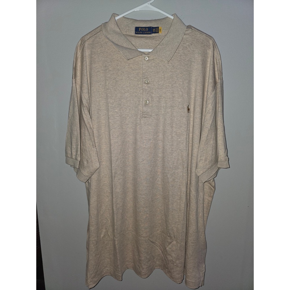 Polo Ralph Lauren Mens 3XB Oatmeal Heather Cotton Jersey Short Sleeve Polo Shirt